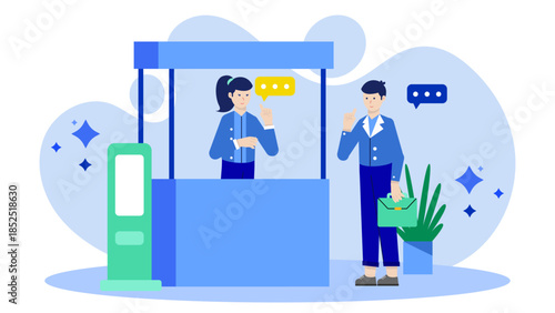 Co-working Space Hosting a Pop-Up Retail Event. Flat Vector Illustration