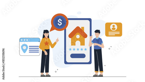 Digital Platform for Renters Insurance. Flat Vector Illustration