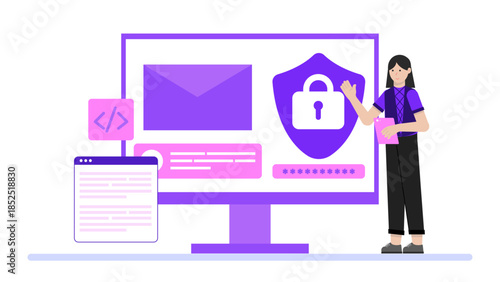 Cybersecurity Team Conducting a Dark Web Scan. Flat Vector Illustration