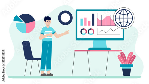 Cybersecurity Team Conducting a Dark Web Scan. Flat Vector Illustration