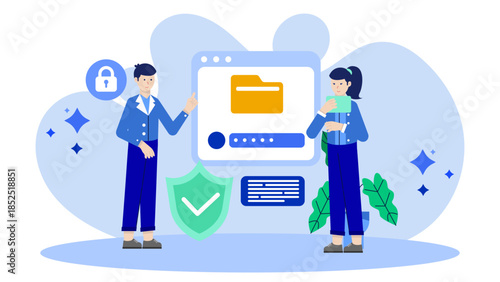 Cybersecurity Team Conducting a Dark Web Scan. Flat Vector Illustration