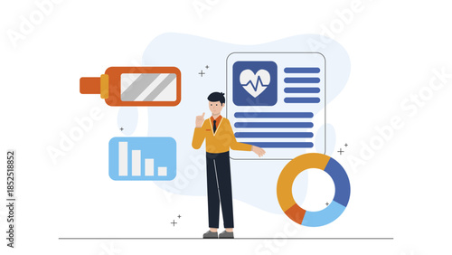 VR Used for Rehabilitation Physical Therapy. Flat Vector Illustration