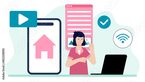 Digital Executor Managing an Online Estate. Flat Vector Illustration