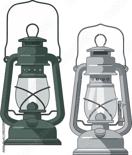 Vintage Lanterns with Glass Shades and Handles.