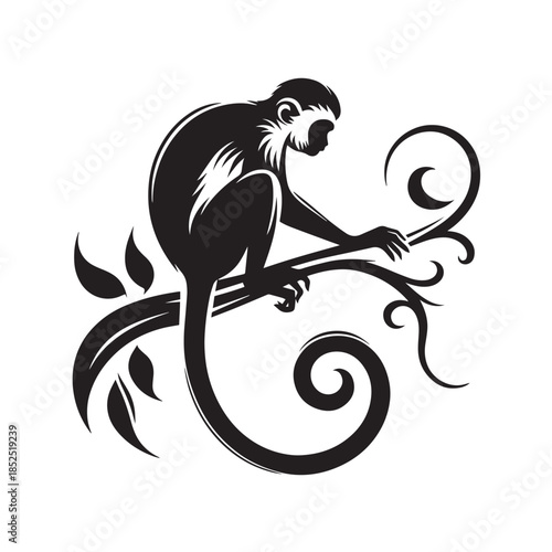 vector illustration of a monkey on branch