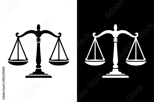 Law Scale Symbol Vector. Weight Balance Scale Icon Illustration