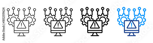 Warning System Icon Different Style Outline Collection Set