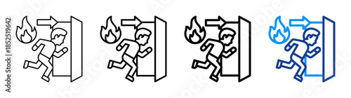 Evacuation Icon Different Style Outline Collection Set