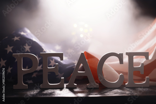 Fotografie Peace Word Written In Wooden Letters