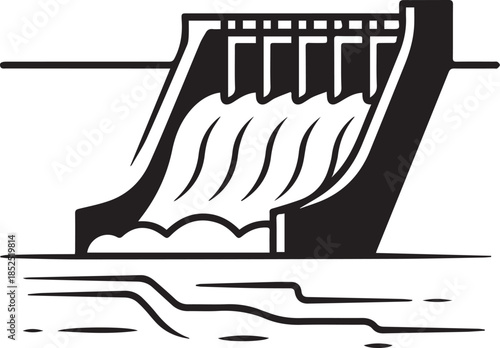 Hydroelectric Dam Power Plant Line Icon