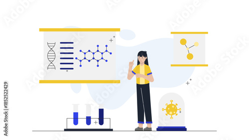 Pharmaceutical Company Researching Rare Diseases. Flat Vector Illustration