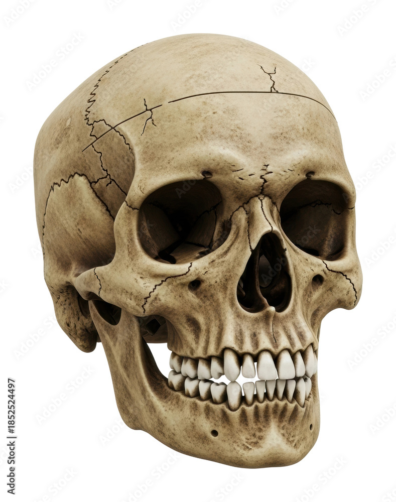 Obraz premium Scientific study skull model laboratory educational content isolated on transparent background