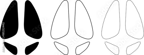 Pig Paw Vector Design with Silhouette, Outline, Dotted and Dashed Style