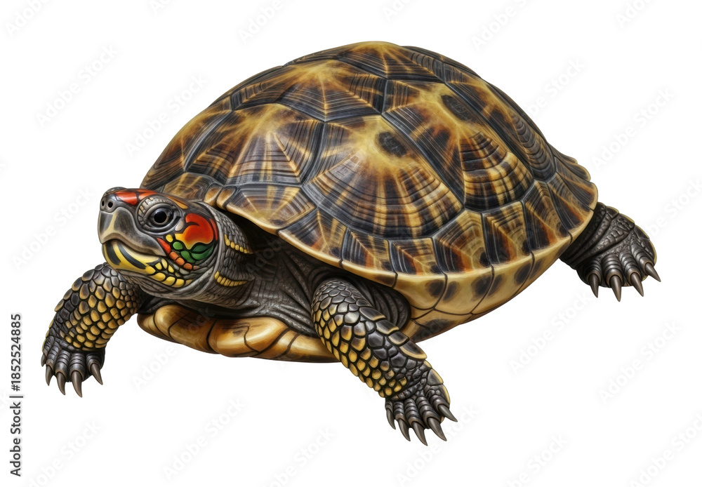 Obraz premium Vibrant turtle swimming in clear water aquatic habitat wildlife isolated on transparent background