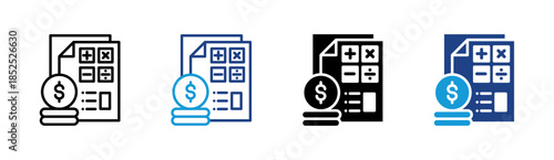 Budget Planning icon set multiple style collection