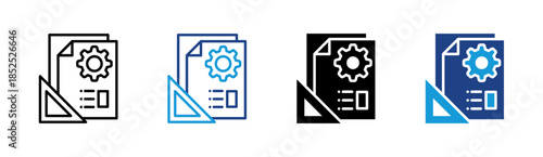 Technical Document icon set multiple style collection