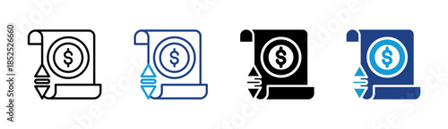 Financial Plan icon set multiple style collection