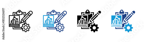 Data Analysis icon set multiple style collection