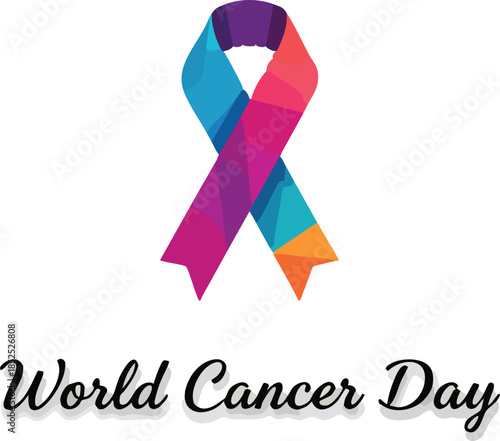 PrintColorful awareness ribbon graphic for world cancer day event and support concept