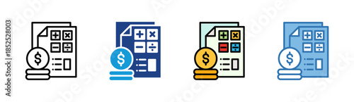 Budget Planning icon set multiple style collection