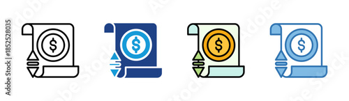 Financial Plan icon set multiple style collection