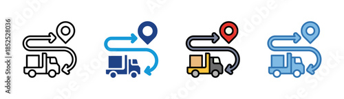 Route Planning icon set multiple style collection