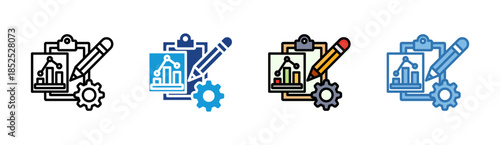 Data Analysis icon set multiple style collection