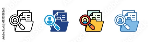 Document Search icon set multiple style collection