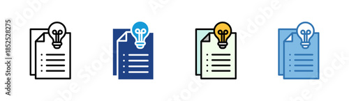 Idea Document icon set multiple style collection