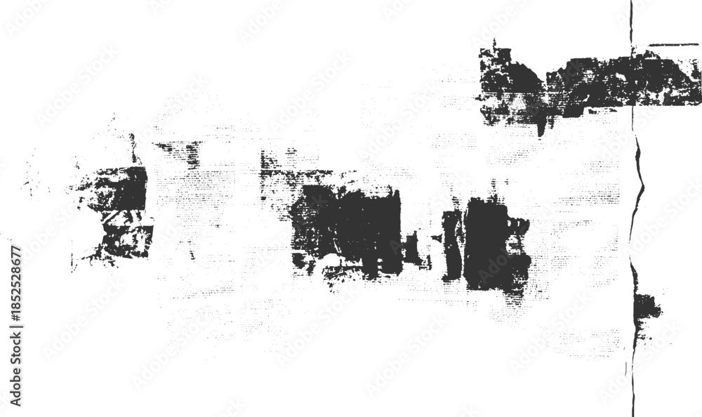 Obraz premium Dark textured abstract shapes on white background with scattered dots