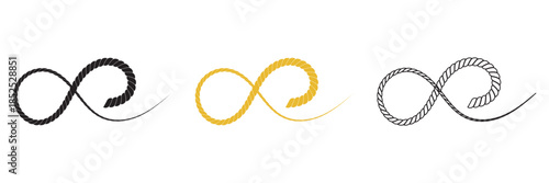 Rope vector icon.  Brushes rope patterns. Minimal twisted rope borders in black , colour and white, decorative nautical elements useful for design, framing, and graphic layout concepts.
