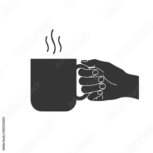 マグカップを持つ手のシルエットアイコン