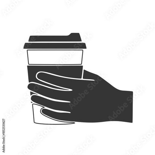 テイクアウトカップを持つ手のシルエットアイコン