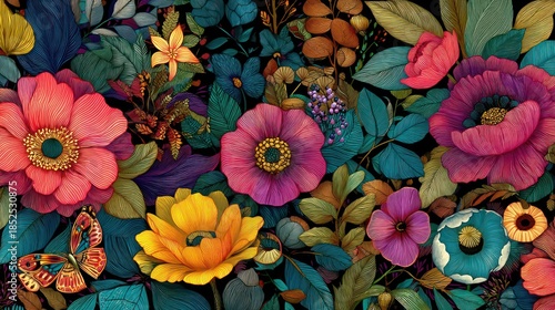 Wallpaper Mural Vibrant tropical flower arrangement features colorful petals. Torontodigital.ca