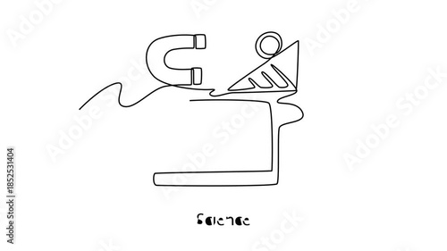 Science. School Subject concept. Single line draw design. Full length animation illustration. High quality 4k footage