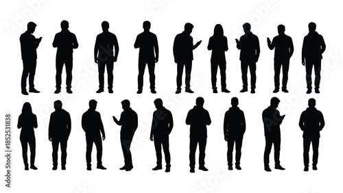 Diverse group of people in black standing figures presented as a striking silhouette