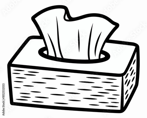 Black and white tissue box illustration for home decor