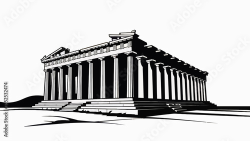 Illustration of Ancient Greek Temple with Columns