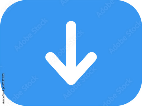 White downward arrow icon on a blue rounded square, representing download, direction, or scroll for modern digital interfaces and web applications