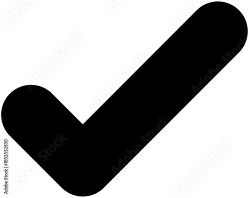 Simple black checkmark icon representing approval, confirmation, completion, and success. Ideal for web design, user interfaces, and status indicators