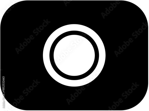 Minimalist abstract circle icon with concentric rings against a dark background, representing focus or target