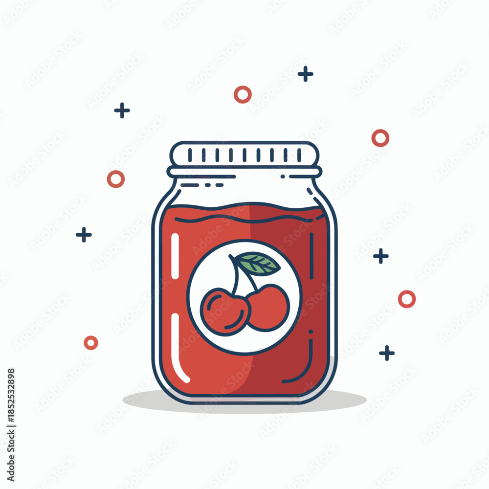 Obraz premium Vibrant Cherry Jam Jar Illustration for Food Concepts