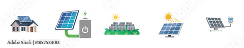 Solar Power Vector Flat Design Clean Renewable Energy System Illustration