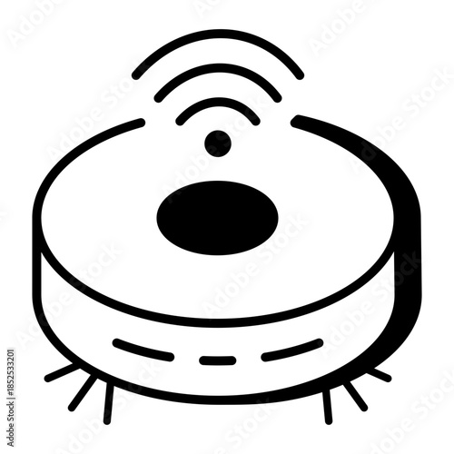 A linear style icon representing robot vacuum