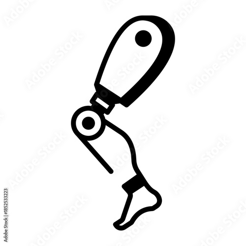A linear style icon representing prosthetic leg