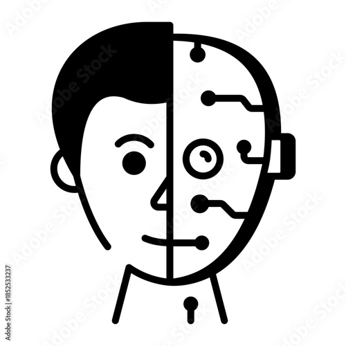 A line style icon showing humanoid robot