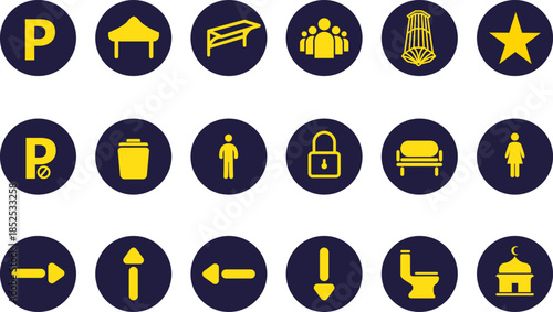 Public Facilities and Navigation Icon Set