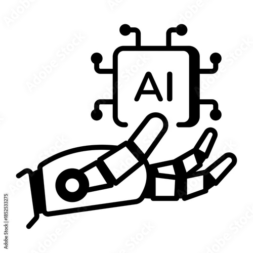 A line style icon showing robotic hand