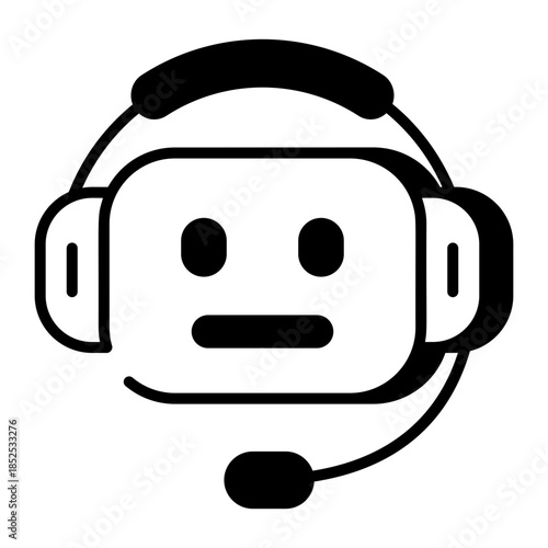 An outline style icon depicting ai assistant