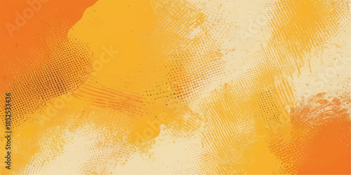 Vintage grunge orange background with an aged paper texture and antique yellow paint patterns on an old parchment wall illustration